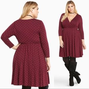 Faux Wrap Burgundy Dress